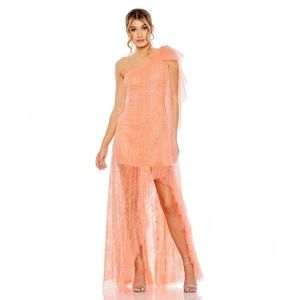 Embellished One Shoulder Asymmetrical Ruffle Gown | Sample | size 2